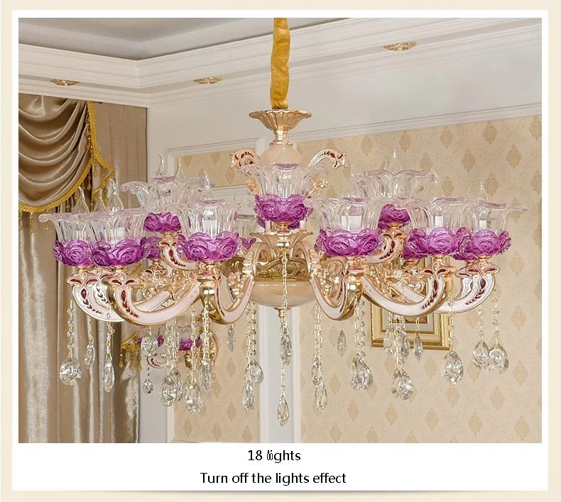 Luxury Living Room Chandelier Crystals Glass Hall Main Pendant Lamps Restaurant Bedroom French Creative Hanging Light Luminaire