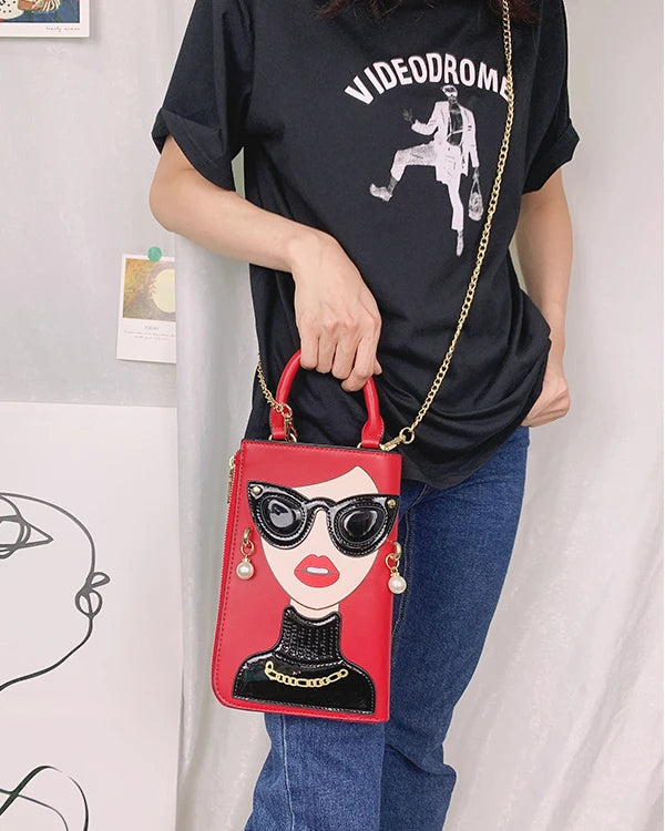 Sexy Lady Face Purses and Handbags for Women Fashion Designer Chain Shoulder Bag Party Clutch Funky Female Crossbody Bags 2022