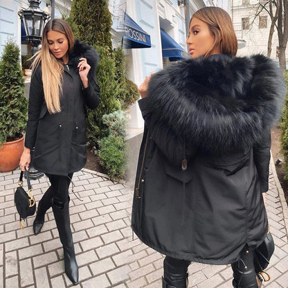 Maomaokong 2026 New Natural Fur Lining Real Fur Coat Winter Jacket Women Raccoon Fur Collar Warm Thick Parkas Female Clothing