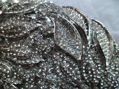 Gold Metal Leaves White Crystals Evening Clutch Bags Luxury Women Wedding Party Purse Ball Handbags Rhinestone Mini Minaudiere