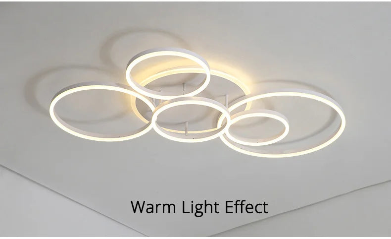 Modern Round Design Ceiling Lights For Living Room Bedroom Gold White Coffee Painted  Circle Rings Lighting Fixtures Luminaire
