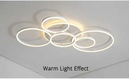 Modern Round Design Ceiling Lights For Living Room Bedroom Gold White Coffee Painted  Circle Rings Lighting Fixtures Luminaire