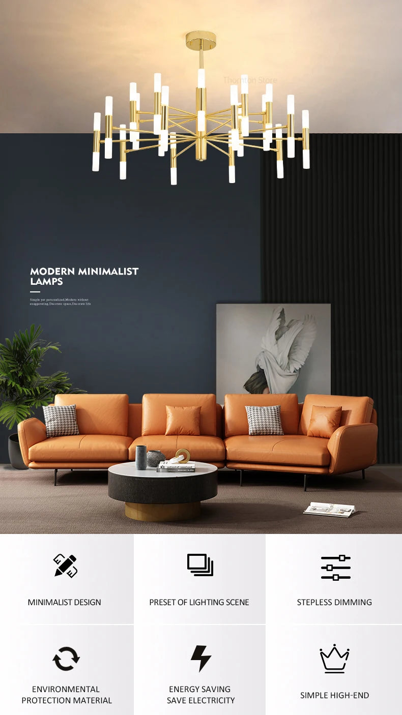 Lights For Living Room Dining Room Nordic Pendant Light Modern Ceiling Chandeliers Bedroom Decoration Lamp Gloden Light Fixrurn