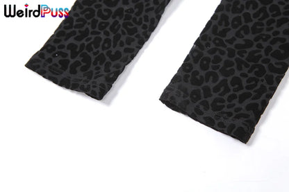 Weird Puss Leopard Print Sexy Skinny Women Jumpsuit Sleeveless Backless Fit Workout Activewear Party Nightclub Stretch Outfits