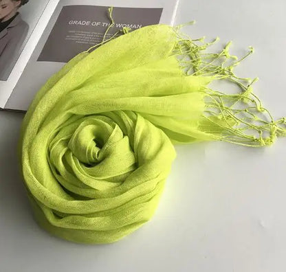 55*180cm Fashion Soft Solid Women 100% Linen Flax Tassel Scarf Summer Travel Sunscreen Long Shawl Elegant Hijab Women Foulard