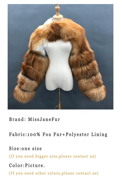 Fur Sleeve Women Fashion Luxury Real Fox Fur Coat Single Sleeve New Arrival