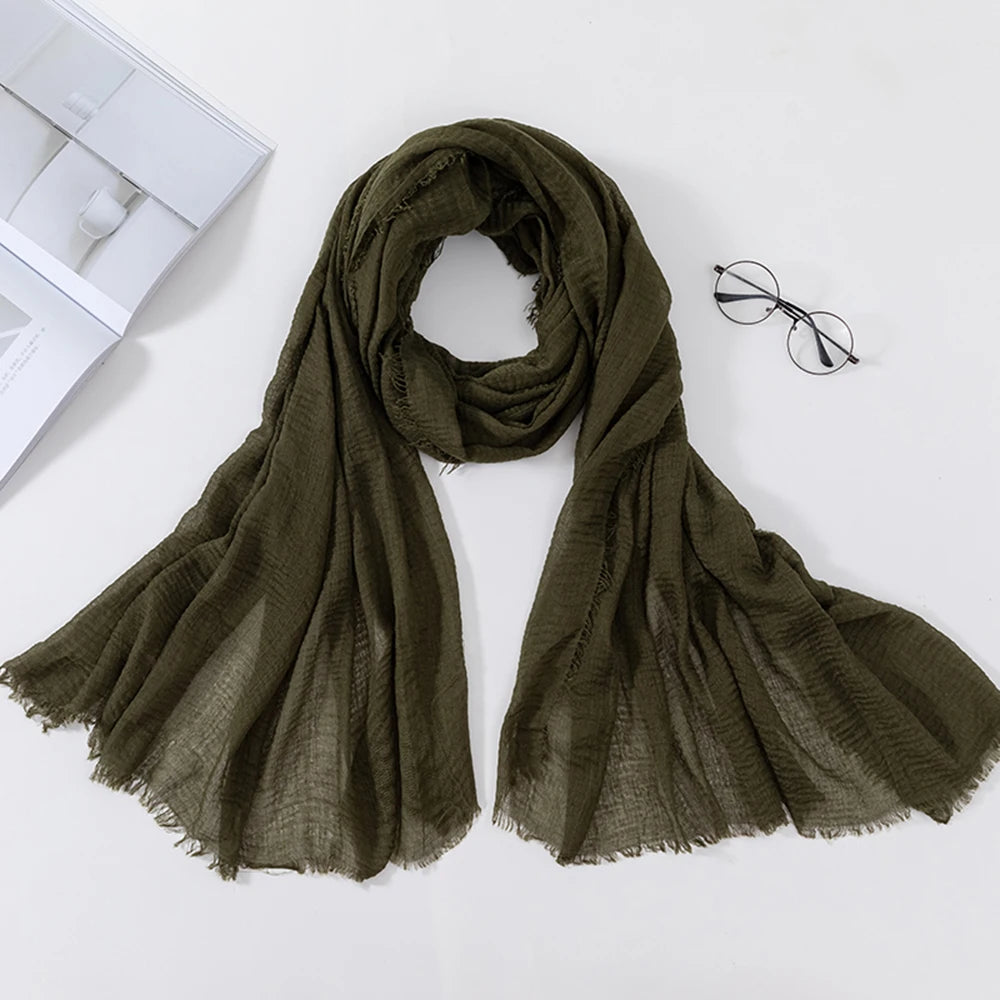2026 Muslim Fashion Women Crinkle Hijab Scarf Soft Solid Head Scarves Turban Shawls and Wraps Hijab femme musulman kopftuch