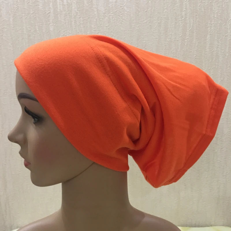 H065 plain tube hats Muslim Turban Pure Color Stretch Inner Hijabs For Caps Ready To Wear Women Head Scarf Under Hijab Bonnet