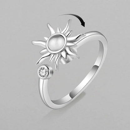 Anti Stress Anxiety Fidget Rings for Women Stainless Steel Sunflower Sun Star Spinner Ring Christmas Jewelry Gifts Dropshipping