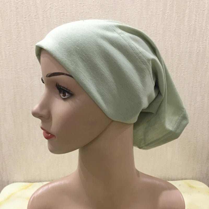 H065 plain tube hats Muslim Turban Pure Color Stretch Inner Hijabs For Caps Ready To Wear Women Head Scarf Under Hijab Bonnet