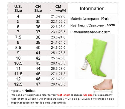 New Mesh Neon Green Sandal Boots Women Sexy Over The Knee Boots Pointed Toe High Heels Party Shoes Woman Thigh High Boots