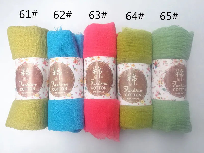 12pcs/lot Plain Wrinkle Wrap Cotton Viscose Long Shawl Scarf Women Crinkle Hijab Shawl Muslim Head Hijab scarf wholesale