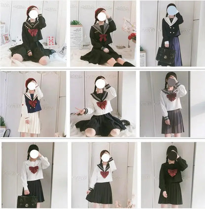 Basic JK uniform dress orthodox black Guanxi Lapel improved white three sailor suit Japanese summer student TOP SHIRT