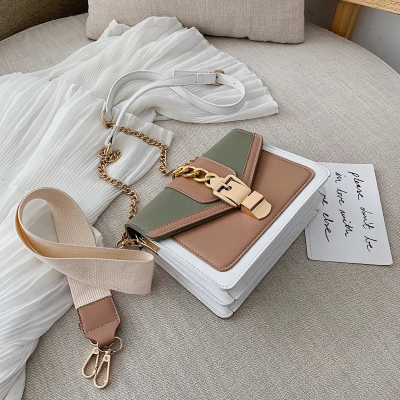 Yogodlns Small Summer Contrast Color PU Leather Crossbody Bags For Women New  Chain Shoulder Messenger Handbags Lady Hand Bag