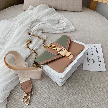 Yogodlns Small Summer Contrast Color PU Leather Crossbody Bags For Women New  Chain Shoulder Messenger Handbags Lady Hand Bag