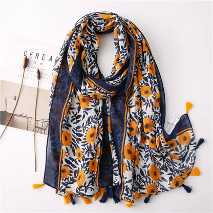 2020 New Fashion Print Summer Women cotton Scarf Polka Dot Beach Hijab Shawls and Wraps Female Foulard Echarpe Designer Bandana