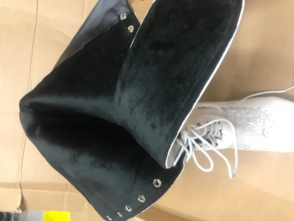 Retro Women Boots Autumn Winter Sexy Shoes Woman Lace-up Pointed Toe Low Heels Mid-calf Boots for Women Custom 34-43  WSH3450