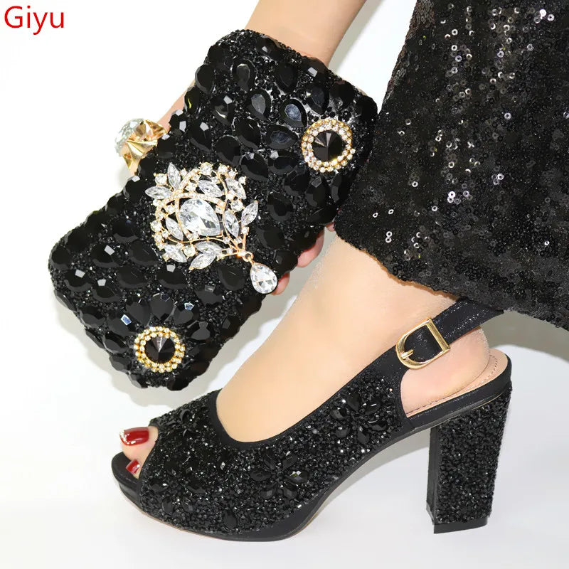 Doershow Women Shoes and Bags To Match Set Italy Party Pumps Italian Matching Shoe and Bag Set for Party shoes! 1-2