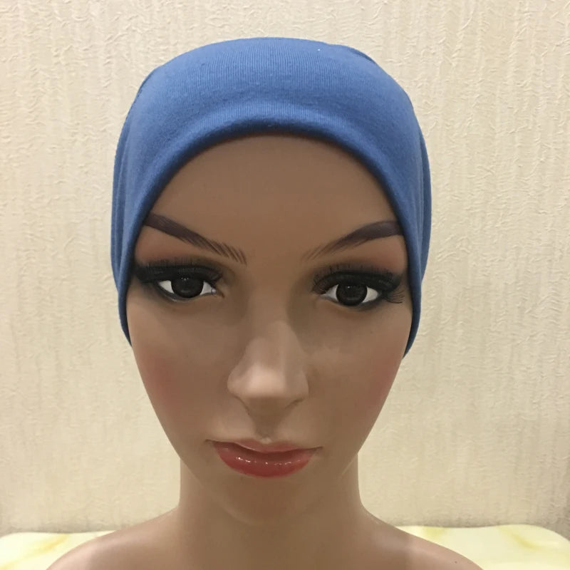 H065 plain tube hats Muslim Turban Pure Color Stretch Inner Hijabs For Caps Ready To Wear Women Head Scarf Under Hijab Bonnet