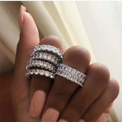 Wholesale Eternity Band Promise ring 925 Sterling silver Diamond cz Engagement Wedding Rings for women Men Finger Party Jewelry
