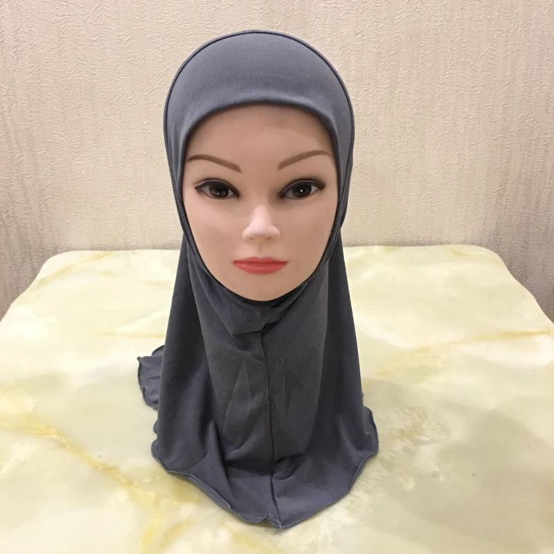 H061 Beautiful plain small girl hijab simple cute hijab hats women's caps can fit 2-6 years old girls
