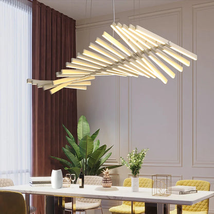 Modern LED Ceiling Chandelier Lights Nordic Luxury Pendant Lights for Living Dining Room Fish Bone Design Dimmable Hanging Lamp