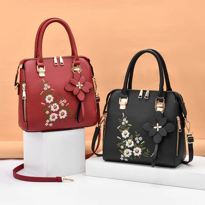 Yogodlns Luxury Embroidery Handbag For Women PU Leather Tassel Crossbody Bag Designer Handle Bag Brand Female Shoudler Bag bolso