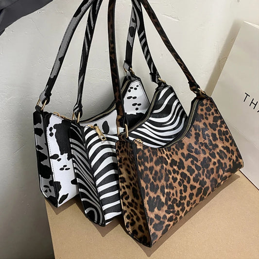 Gusure Fashion Leopard Pattern Shoulder Women Bag Hand Bag Personality Wild Pu Leather Designer Purses and Handbags
