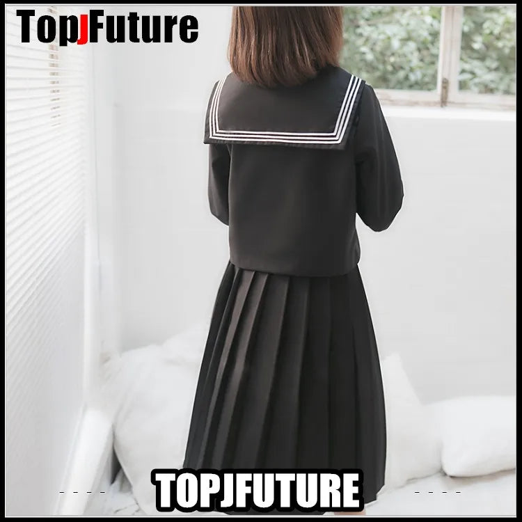Basic JK uniform dress orthodox black Guanxi Lapel improved white three sailor suit Japanese summer student TOP SHIRT