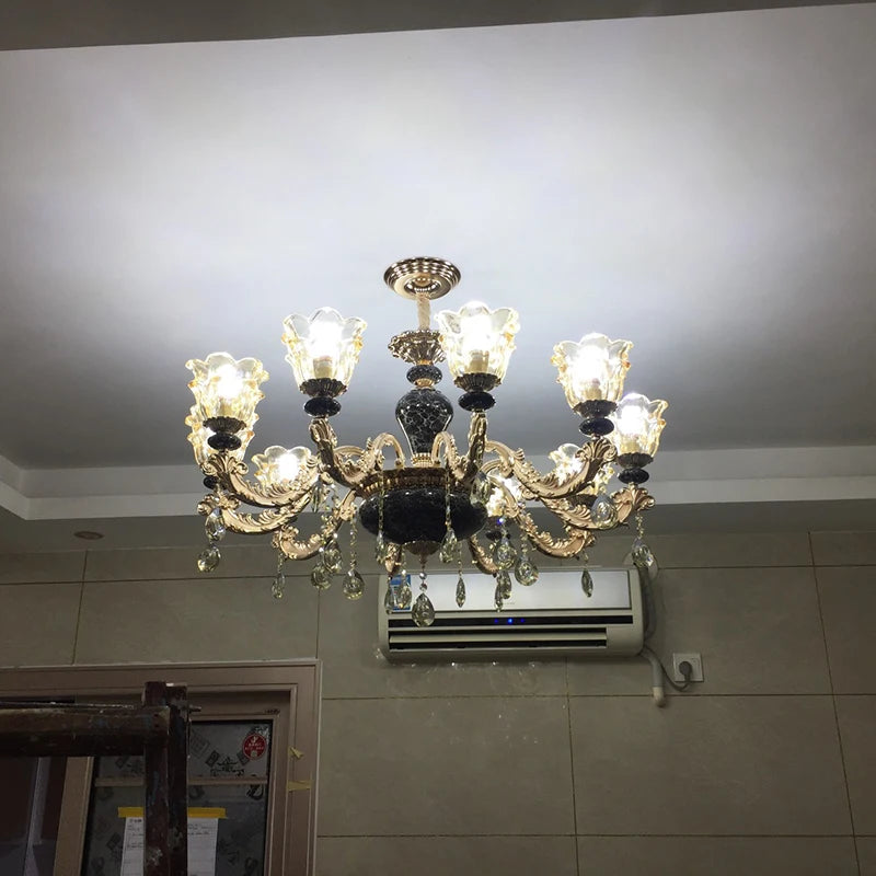 French Luxury Crystals Chandelier Living Room Bedroom Lamps Atmosphere Minimalist Ceramic Bedroom Crystal Lamp Villa Light Stair
