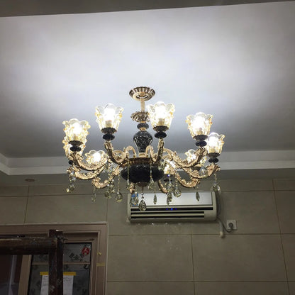 French Luxury Crystals Chandelier Living Room Bedroom Lamps Atmosphere Minimalist Ceramic Bedroom Crystal Lamp Villa Light Stair