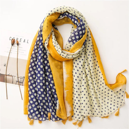 2020 New Fashion Print Summer Women cotton Scarf Polka Dot Beach Hijab Shawls and Wraps Female Foulard Echarpe Designer Bandana