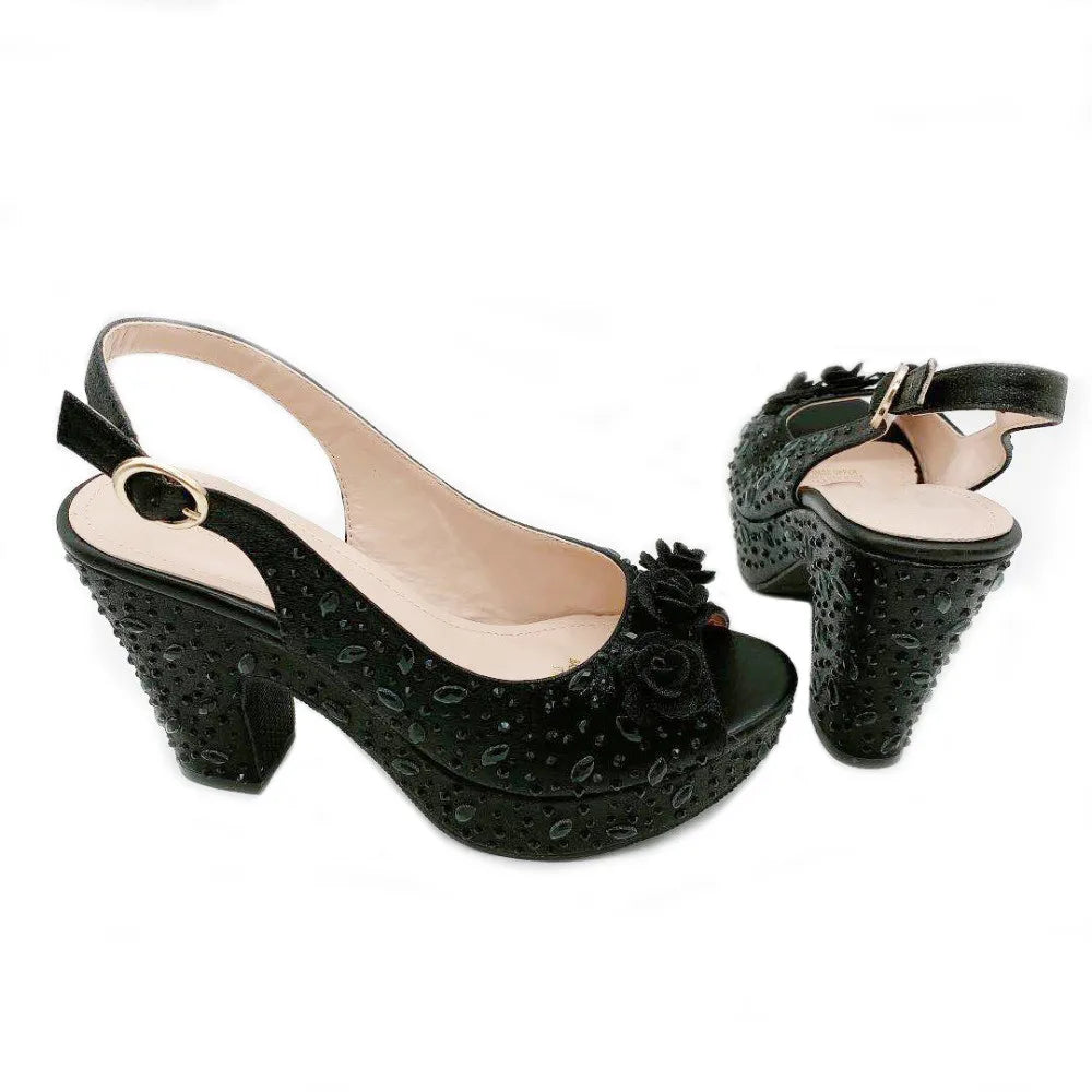 New Arrival Italian Women Shoes and Bag Set Decorated with Rhinestone In Party African Italian Shoes and Bag Set Party Shoes Bag