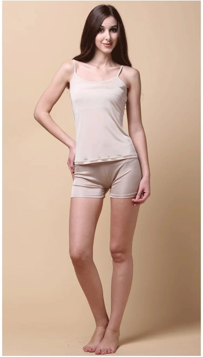 Summer Women's Double-sided Knitting Anti Exposed Silk Safety Short Pants 100% Real Silk Lace Top Safety Trousers