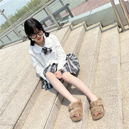 Slippers Ladies Summer Fluffy Mink Fur Slippers 100% Mink Fur Slippers Ladies Sandals 2021 Home Slippers Girls Outdoor Slippers