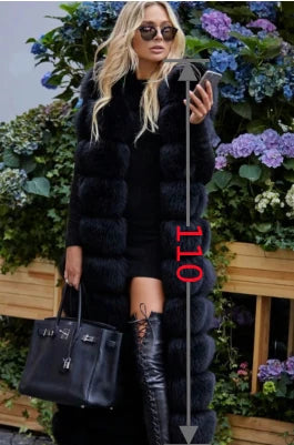 Winter Red Fox Fur Vest Female Real Extended Long  Women Red Fox Fur Waistcoat Natural Fox Fur Waistcoat Long