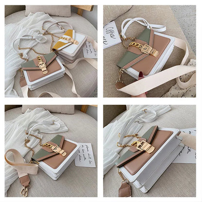 Yogodlns Small Summer Contrast Color PU Leather Crossbody Bags For Women New  Chain Shoulder Messenger Handbags Lady Hand Bag