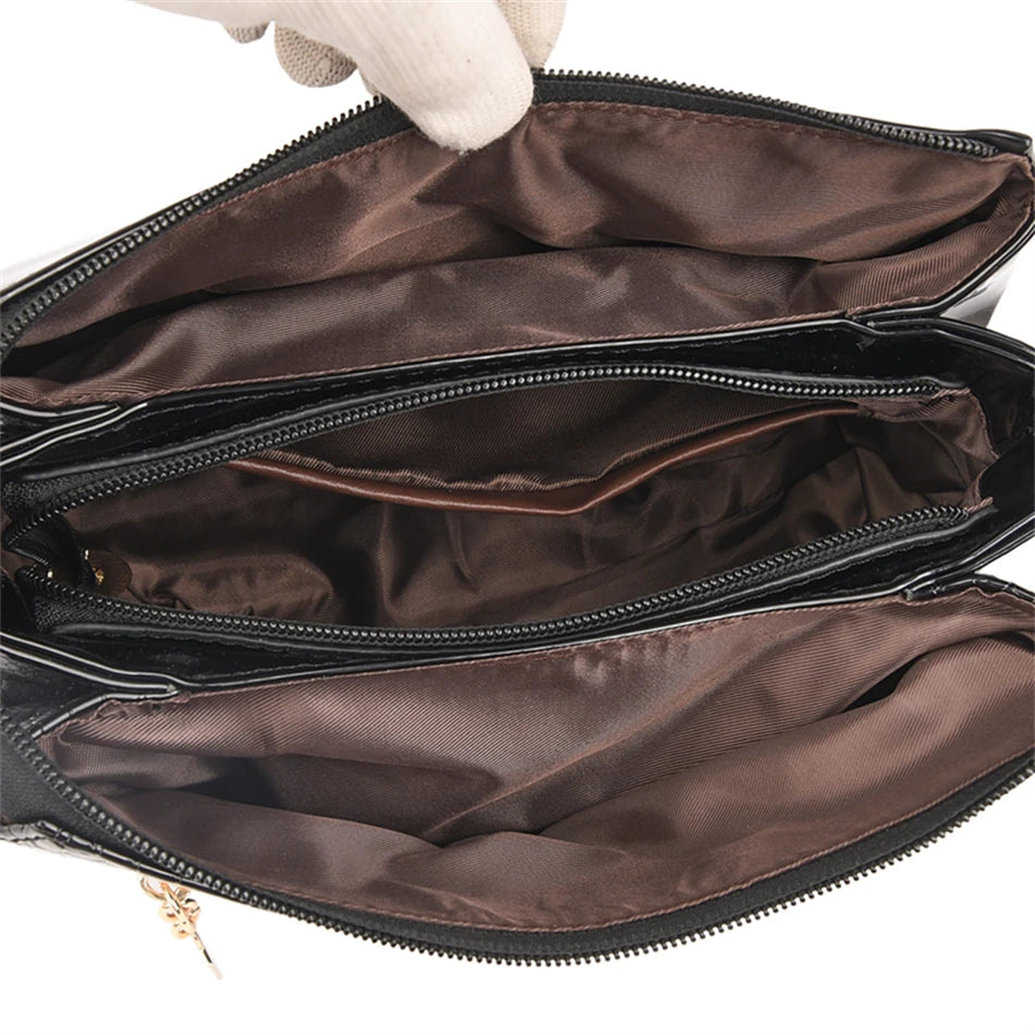 3 Layers Women Handbag Purses Luxury Designer Patent Leather Shoulder Messenger Crossbody Bags for Female Vintage Sac A Main New