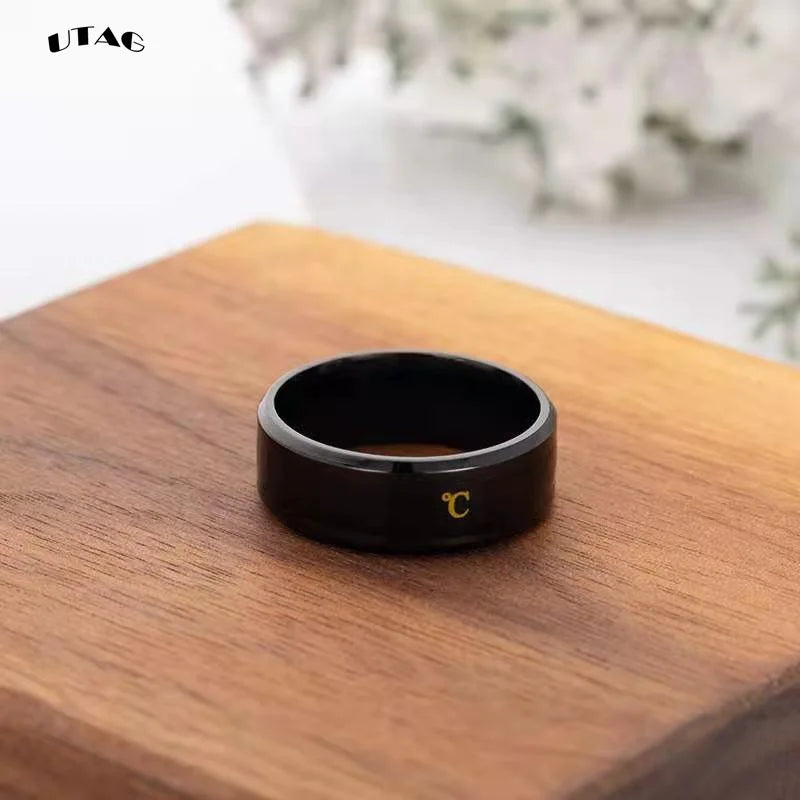 UTAG Smart Sensor Body Temperature Ring Stainless Steel Fashion Display Real-time Temperature Test Finger Rings