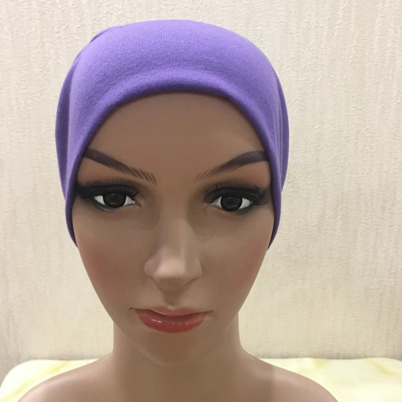 H065 plain tube hats Muslim Turban Pure Color Stretch Inner Hijabs For Caps Ready To Wear Women Head Scarf Under Hijab Bonnet