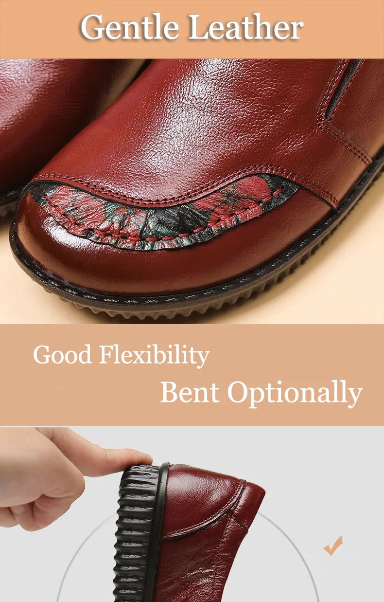 Genuine Leather Ballet Flats Shoes Women Vintage Luxury High Quality Loafers Women's Moccasins Casual Elegant Ladies Wide Shoes