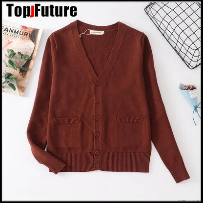 2020 Spring Cosplay School Uniform Sweater For Girls Women Long Sleeve Knitted Japanese Sailor Uniform Cardigans