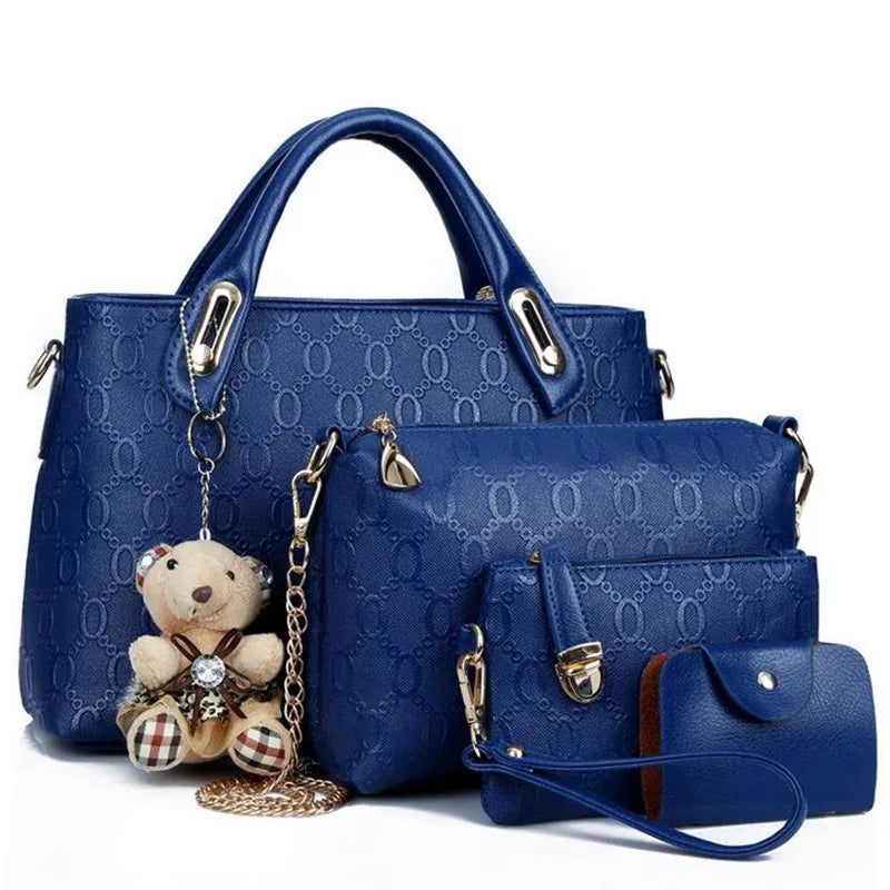 Multifunction 4pcs/Set Women Bag PU Leather Luxury Designer Bags Handbag Messenger Bag Shoulder Bag Wallet Bags Storage Bag