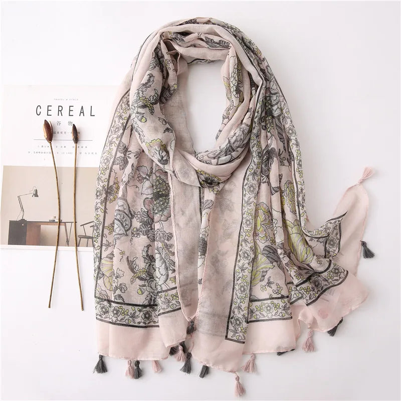 2020 New Fashion Print Summer Women cotton Scarf Polka Dot Beach Hijab Shawls and Wraps Female Foulard Echarpe Designer Bandana