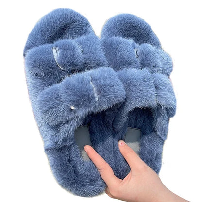 Slippers Ladies Summer Fluffy Mink Fur Slippers 100% Mink Fur Slippers Ladies Sandals 2021 Home Slippers Girls Outdoor Slippers