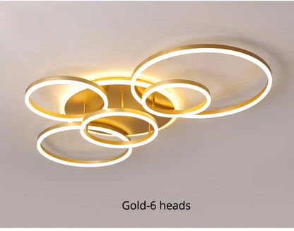 Modern Round Design Ceiling Lights For Living Room Bedroom Gold White Coffee Painted  Circle Rings Lighting Fixtures Luminaire