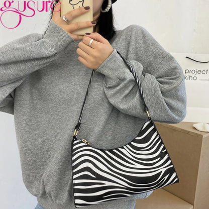 Gusure Fashion Leopard Pattern Shoulder Women Bag Hand Bag Personality Wild Pu Leather Designer Purses and Handbags