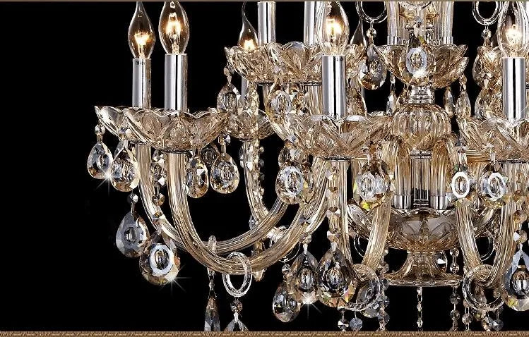 Large 18/24/30 Lights Modern Big Lustres 100% K9 Crystal Luxury Home Decoration Transparent/Amber/Gold/Cognic Villa Chandelier
