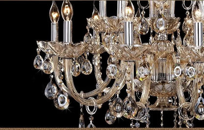 Large 18/24/30 Lights Modern Big Lustres 100% K9 Crystal Luxury Home Decoration Transparent/Amber/Gold/Cognic Villa Chandelier
