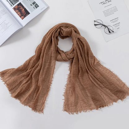 2026 Muslim Fashion Women Crinkle Hijab Scarf Soft Solid Head Scarves Turban Shawls and Wraps Hijab femme musulman kopftuch